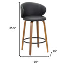 HomeRoots Set di Due Sgabelli da Bar Neri e Marroni in Similpelle e Legno Massiccio con Schienale Basso, Altezza Contatore, da 26 Pollici