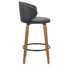 HomeRoots Set di Due Sgabelli da Bar Neri e Marroni in Similpelle e Legno Massiccio con Schienale Basso, Altezza Contatore, da 26 Pollici