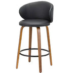 HomeRoots Set di Due Sgabelli da Bar Neri e Marroni in Similpelle e Legno Massiccio con Schienale Basso, Altezza Contatore, da 26 Pollici