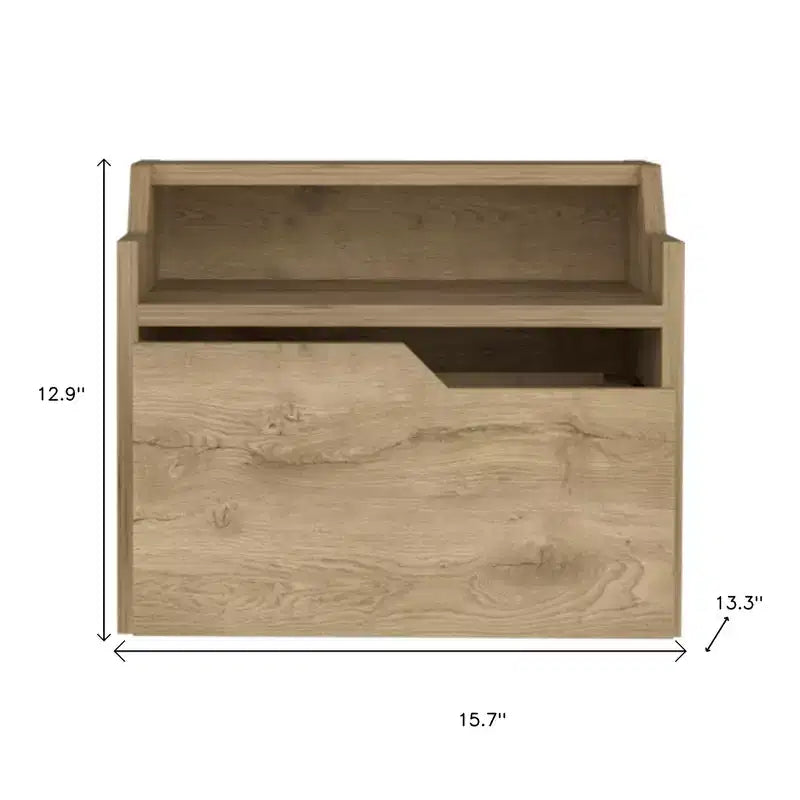 HomeRoots 13 Beige Wood One Drawer Floating Nightstand