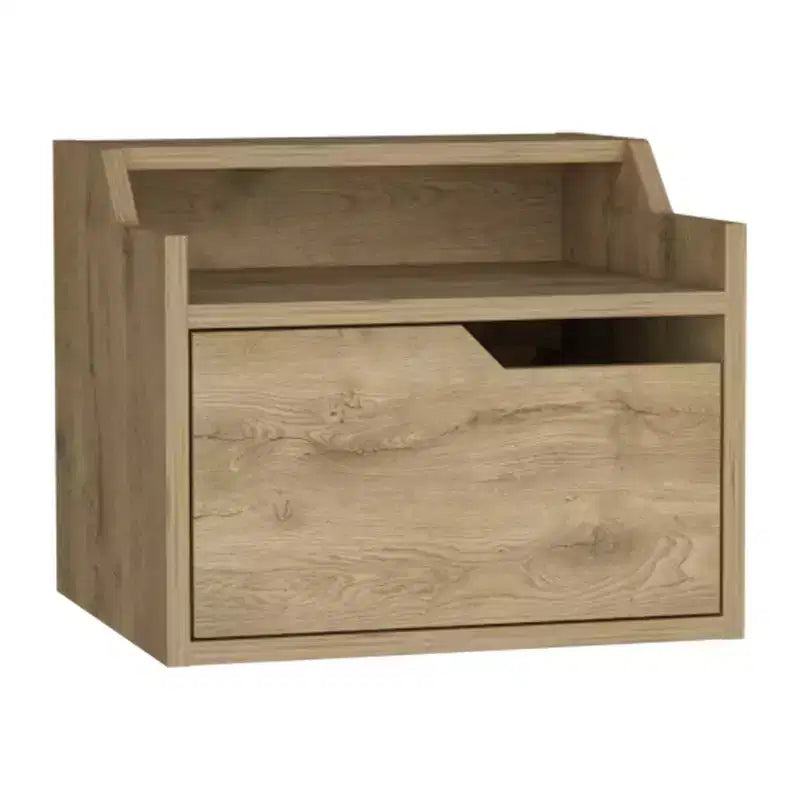 HomeRoots 13 Beige Wood One Drawer Floating Nightstand