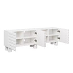 JVNOXK 70-inch Wave-Style TV Console with Adjustable Shelves and 4 Cabinets, Accommodates TVs up to 75 inches; Ideal for Living Rooms, White