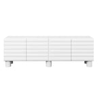 JVNOXK 70-inch Wave-Style TV Console with Adjustable Shelves and 4 Cabinets, Accommodates TVs up to 75 inches; Ideal for Living Rooms, White