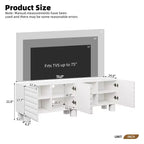 JVNOXK 70-inch Wave-Style TV Console with Adjustable Shelves and 4 Cabinets, Accommodates TVs up to 75 inches; Ideal for Living Rooms, White
