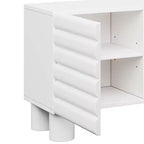 JVNOXK 70-inch Wave-Style TV Console with Adjustable Shelves and 4 Cabinets, Accommodates TVs up to 75 inches; Ideal for Living Rooms, White