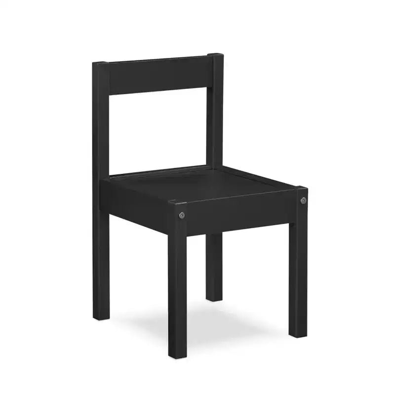 Etokfoks 3 Piece Dry Erase Kids Table and Two Chair Set Black Solid Wood Construction Creative Play Area for Drawing and Homework