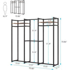 Lantine Appendiabiti Robusto con Scaffali e Asta Appendiabiti, Organizzatore per Armadio Indipendente per Ingresso, Camera da Letto, Nero Scuro, Carico Massimo 500Lbs