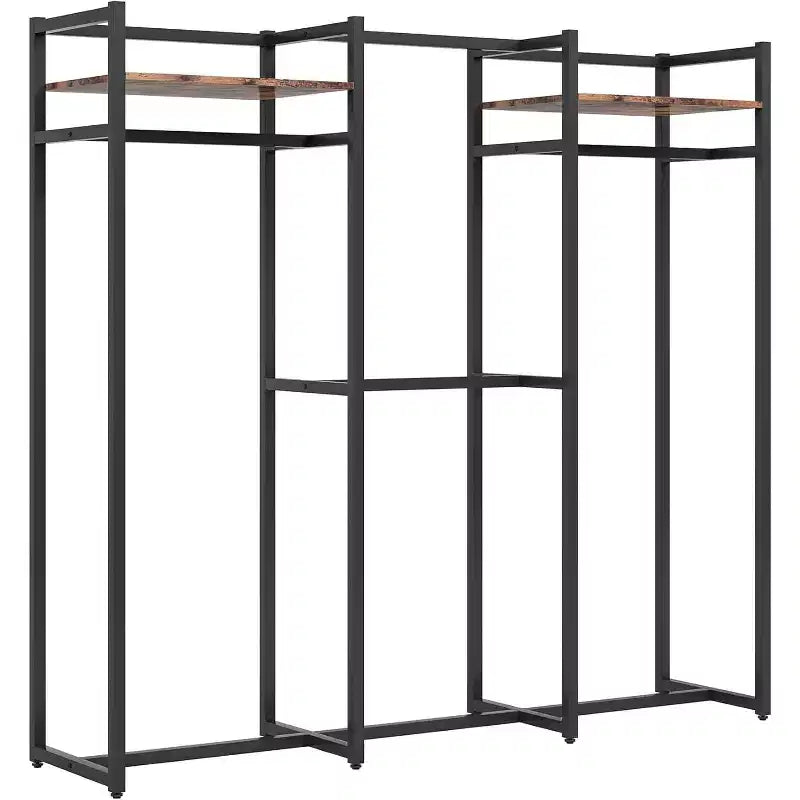 Lantine Appendiabiti Robusto con Scaffali e Asta Appendiabiti, Organizzatore per Armadio Indipendente per Ingresso, Camera da Letto, Nero Scuro, Carico Massimo 500Lbs