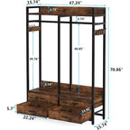 Organizzatore per armadio Lantine, stand appendiabiti con 4 cassetti e ganci per camera da letto, soggiorno, marrone rustico