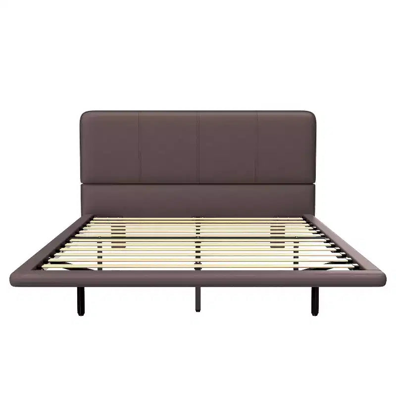 Telaio letto flottante Full/Queen Size con luce a LED, piattaforma letto moderna in pelle PU per camera da letto