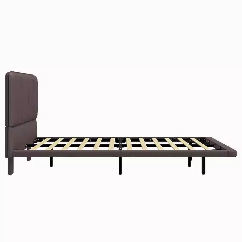 Telaio letto flottante Full/Queen Size con luce a LED, piattaforma letto moderna in pelle PU per camera da letto
