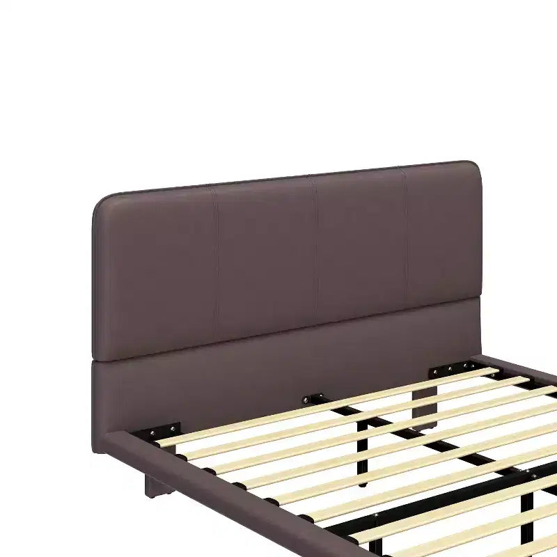Telaio letto flottante Full/Queen Size con luce a LED, piattaforma letto moderna in pelle PU per camera da letto
