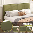 Telaio letto flottante Full/Queen Size con luce a LED, piattaforma letto moderna in pelle PU per camera da letto