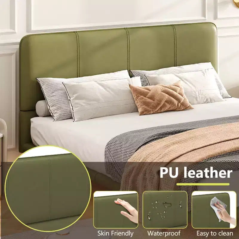 Telaio letto flottante Full/Queen Size con luce a LED, piattaforma letto moderna in pelle PU per camera da letto