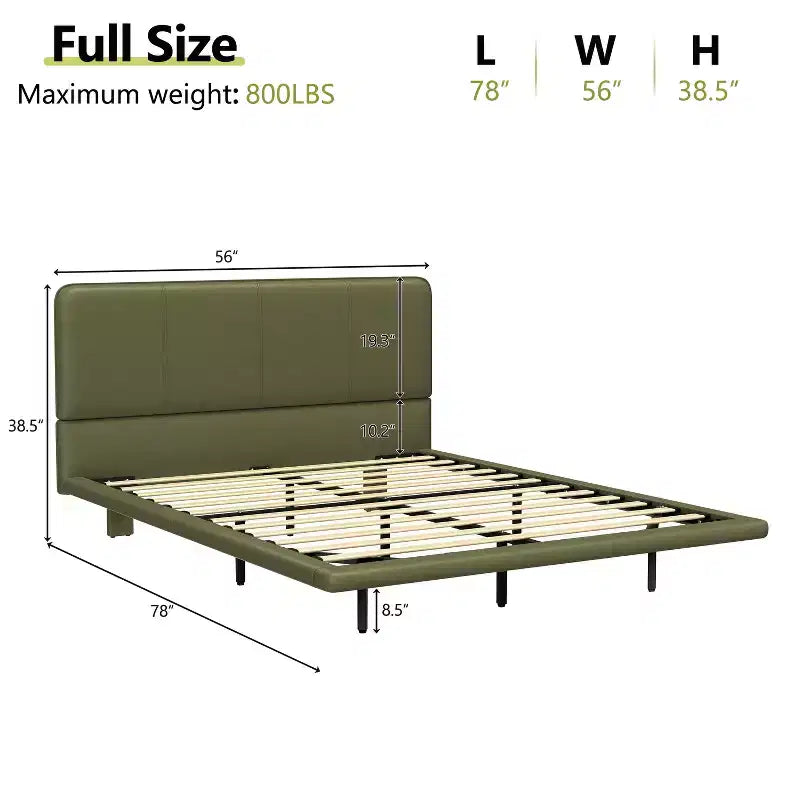Telaio letto flottante Full/Queen Size con luce a LED, piattaforma letto moderna in pelle PU per camera da letto