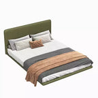 Telaio letto flottante Full/Queen Size con luce a LED, piattaforma letto moderna in pelle PU per camera da letto