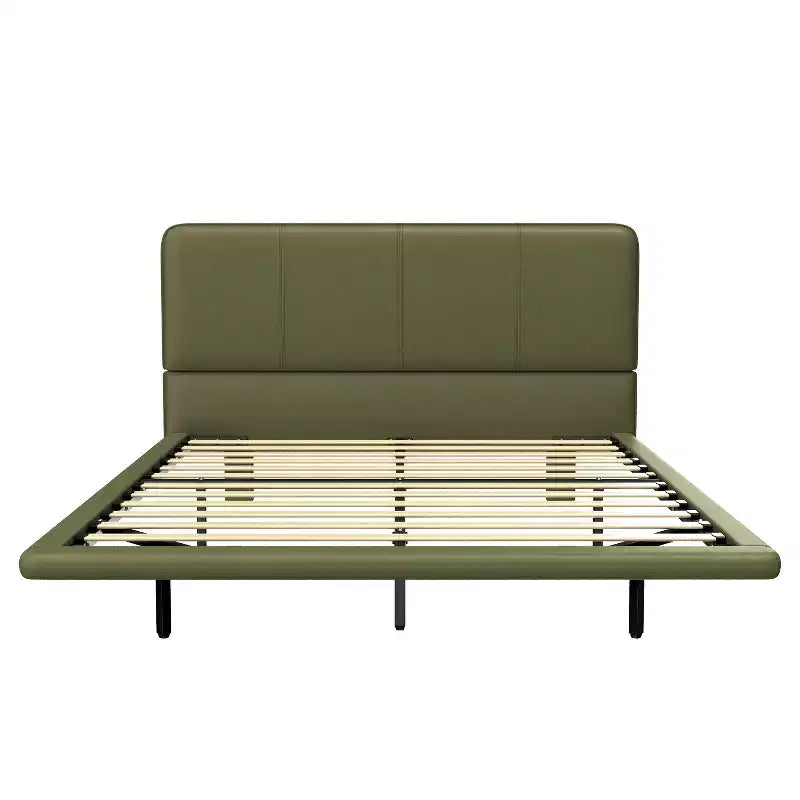 Telaio letto flottante Full/Queen Size con luce a LED, piattaforma letto moderna in pelle PU per camera da letto