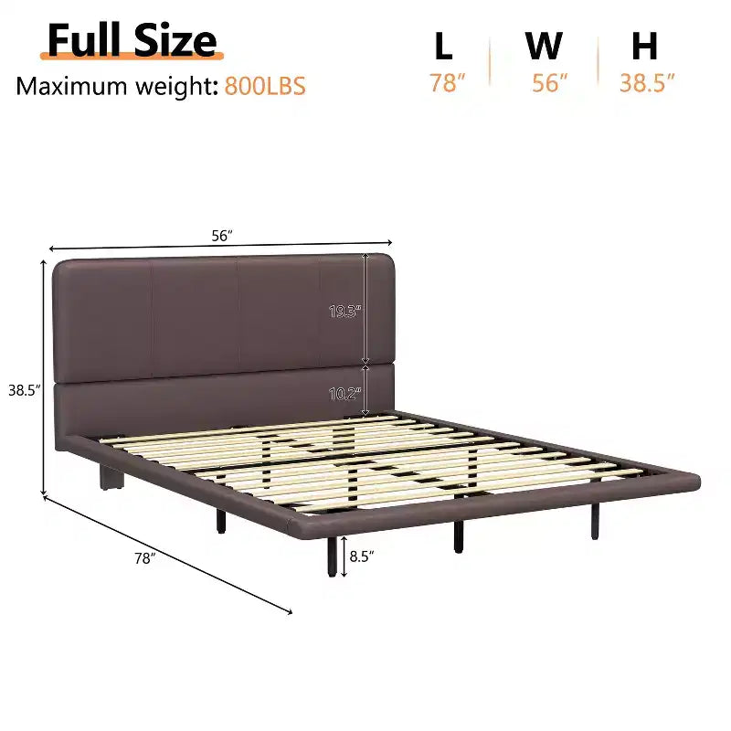 Telaio letto flottante Full/Queen Size con luce a LED, piattaforma letto moderna in pelle PU per camera da letto