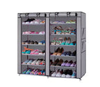 6-Row 2-Line 12 Lattices Non-woven Fabric Shoe Rack Gray