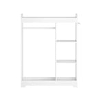 Porta Abiti per Bambini con Specchio, Organizzatore di Costumi in Legno con Asta Appendiabiti, Ganci e Ripiani, Bianco