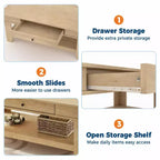 47.2 Rustic Farmhouse Coffee Table  300 Lb Capacity, with Drawer & Storage Shelf  Perfect for Living Room (1-Pack)