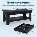 47.2 Rustic Farmhouse Coffee Table  300 Lb Capacity, with Drawer & Storage Shelf  Perfect for Living Room (1-Pack)