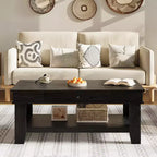 47.2 Rustic Farmhouse Coffee Table  300 Lb Capacity, with Drawer & Storage Shelf  Perfect for Living Room (1-Pack)