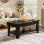 47.2 Rustic Farmhouse Coffee Table  300 Lb Capacity, with Drawer & Storage Shelf  Perfect for Living Room (1-Pack)