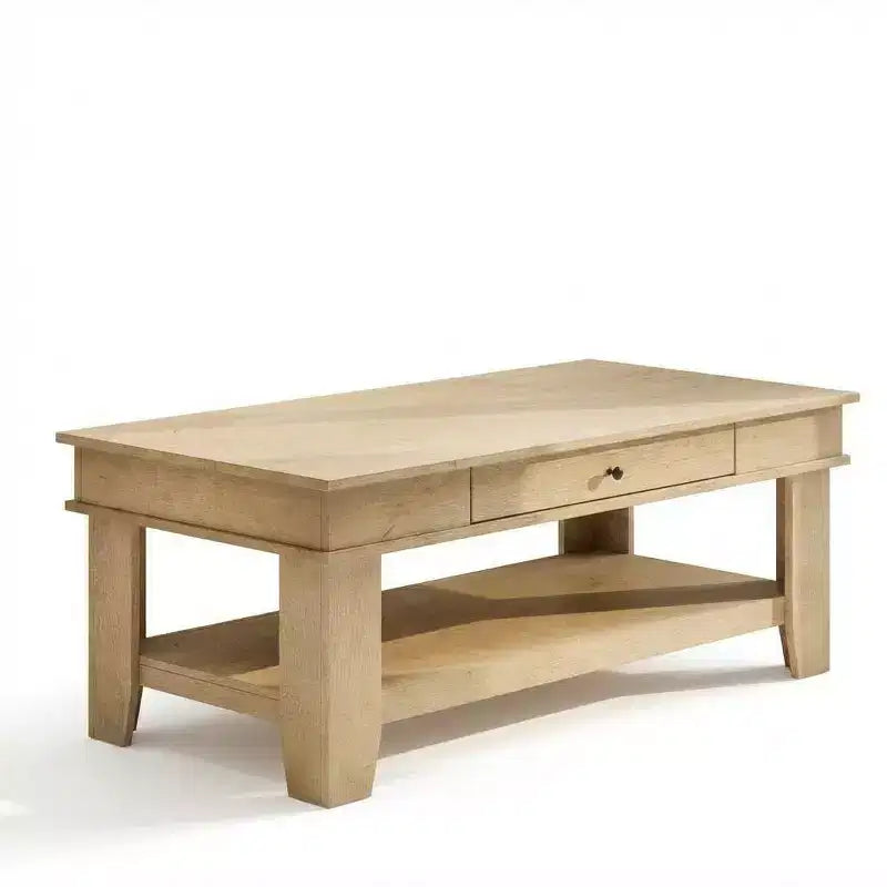 47.2 Rustic Farmhouse Coffee Table  300 Lb Capacity, with Drawer & Storage Shelf  Perfect for Living Room (1-Pack)