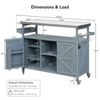 JVNOXK Isola Cucina Mobile da Esterno e Mobile Contenitore Stile Rustico Piano in Acciaio Inox Portaspezie Adatto per Cucine Grigio-Blu