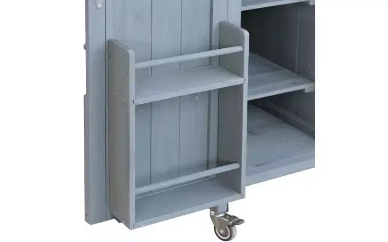 JVNOXK Isola Cucina Mobile da Esterno e Mobile Contenitore Stile Rustico Piano in Acciaio Inox Portaspezie Adatto per Cucine Grigio-Blu