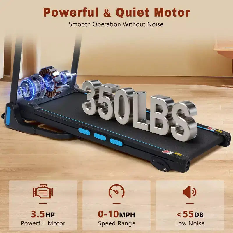 Tapis roulant pieghevole Whisen, attrezzo ginnico per la casa Tapis roulant con inclinazione, capacità di peso 158 kg - Nero