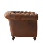 Whisen Modern Chesterfield Accent Chair, Club Chair with Scrolled Arms, Nailhead Trim and Solid Wood Legs