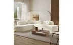 Whisen 122'' Extra Large Sectional Sofa, Elegant Fabric Upholstery Sofa Couch with Three Round Cushions , High-Resilience Foam