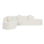 Whisen 122'' Extra Large Sectional Sofa, Elegant Fabric Upholstery Sofa Couch with Three Round Cushions , High-Resilience Foam