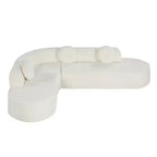 Whisen 122'' Extra Large Sectional Sofa, Elegant Fabric Upholstery Sofa Couch with Three Round Cushions , High-Resilience Foam