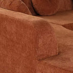 Whisen 122'' Extra Large Sectional Sofa, Elegant Fabric Upholstery Sofa Couch with Three Round Cushions , High-Resilience Foam