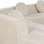 Whisen 122'' Extra Large Sectional Sofa, Elegant Fabric Upholstery Sofa Couch with Three Round Cushions , High-Resilience Foam