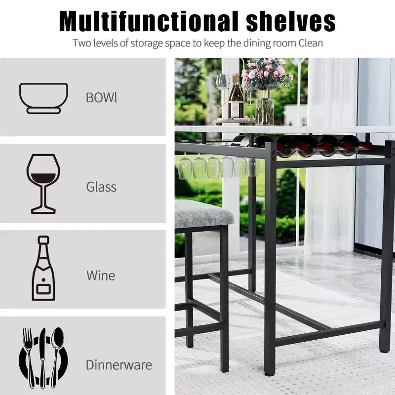 sumyeg Set da 3 Pezzi con Tavolo da Pranzo e 2 Sedie Imbottite per Cucina o Piccolo Appartamento