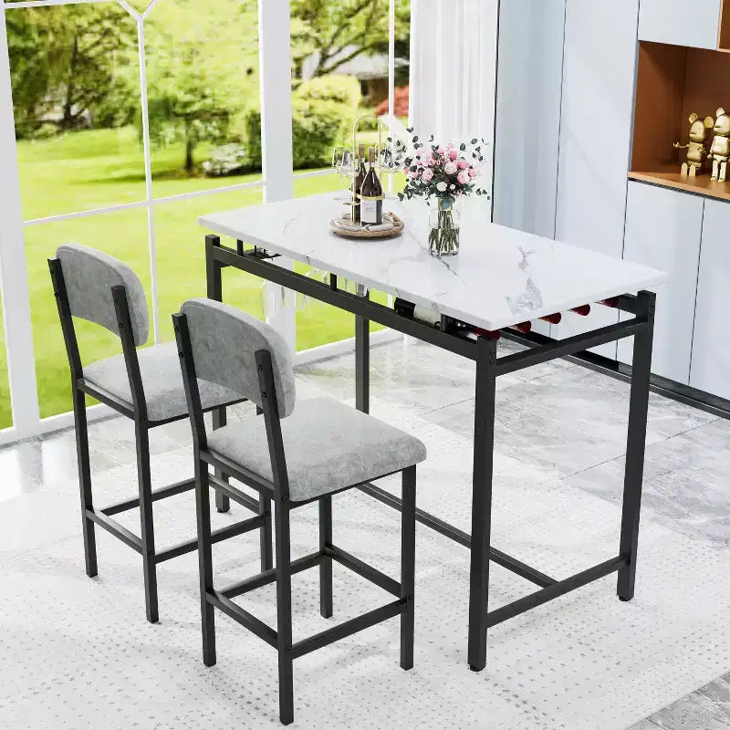 sumyeg Set da 3 Pezzi con Tavolo da Pranzo e 2 Sedie Imbottite per Cucina o Piccolo Appartamento