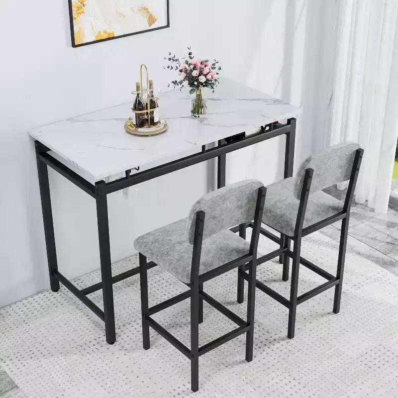 sumyeg Set da 3 Pezzi con Tavolo da Pranzo e 2 Sedie Imbottite per Cucina o Piccolo Appartamento