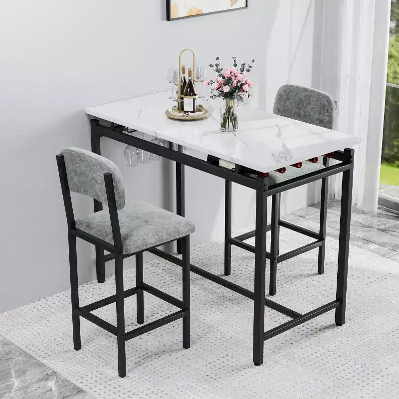 sumyeg Set da 3 Pezzi con Tavolo da Pranzo e 2 Sedie Imbottite per Cucina o Piccolo Appartamento