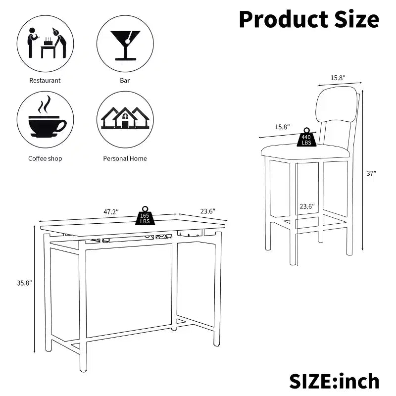 sumyeg Set da 3 Pezzi con Tavolo da Pranzo e 2 Sedie Imbottite per Cucina o Piccolo Appartamento
