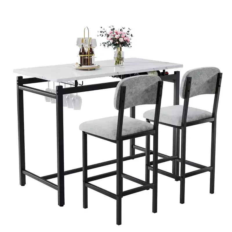sumyeg Set da 3 Pezzi con Tavolo da Pranzo e 2 Sedie Imbottite per Cucina o Piccolo Appartamento