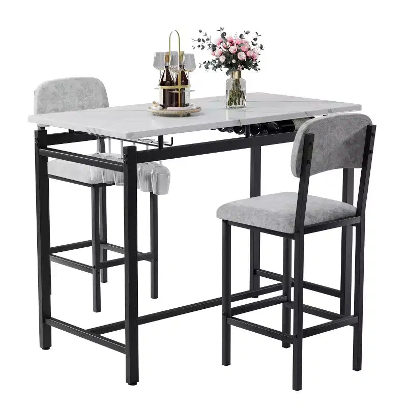 sumyeg Set da 3 Pezzi con Tavolo da Pranzo e 2 Sedie Imbottite per Cucina o Piccolo Appartamento