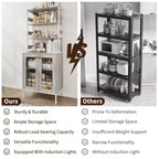 Acekool 66.9 Credenza da Cucina con Presa Elettrica, Mobile Dispensa con Luci a LED, Carrello Bar con Ante in Vetro per Sala da Pranzo, Soggiorno