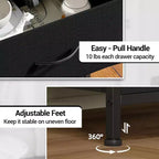 Fabric Chest of Drawers Bedroom 4 Drawers Storage Unit with Sturdy Steel Frame, Dresser Drawers with Open Storage Shelf Nightstand for Home, Office