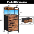Fabric Chest of Drawers Bedroom 4 Drawers Storage Unit with Sturdy Steel Frame, Dresser Drawers with Open Storage Shelf Nightstand for Home, Office