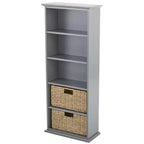 Mobiletto da parete in legno con cassetti in giunco marino Lakeside Collection -