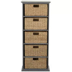 Mobiletto da parete in legno con cassetti in giunco marino Lakeside Collection -